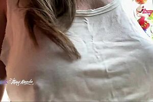 i'm flashing my big tits in public for the seller