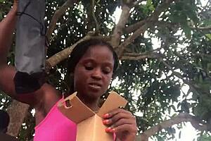 Crazy bitch unboxes packages in front of strangers