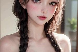Beautiful woman with large breasts in a solo AI-generated scene