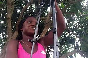 Crazy bitch unboxes packages in front of strangers