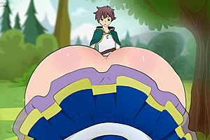 aqua seduces kazuma in short skirt parody