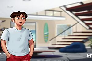 Maid feels excited to clean in summertimesaga game