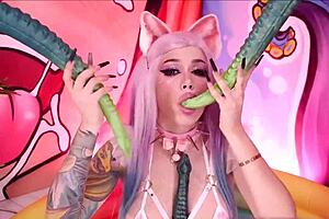 in this anime, a sexy girl with big ass masturbates with long tentacles