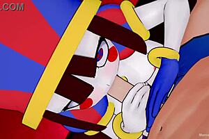 Pomni bent over in doggystyle, wanting sex again in 3D anime