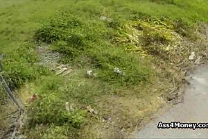 Pov banging of a broke teen 18+ with huge tits in public parking lot for cash, hardcore group homemade action