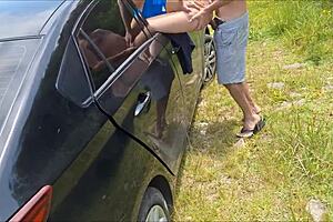 wife flashing big ass in car window for strangers to fuck... you wanna join?