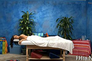 Relaxing hot naked massage in a cozy spa