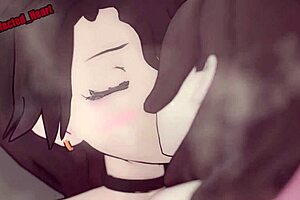 Yuri couples Cinder and Neo enjoy tribbing while taking a shower in an anime-style video