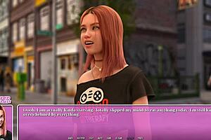 Petite redhead eats ramen passionately!