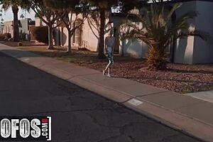 Naughty shaved blonde Paris Amour rides Scott Nails' monster cock for a facial