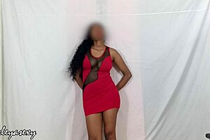 Big tits model flaunts her natural curves in a sexy red dress!