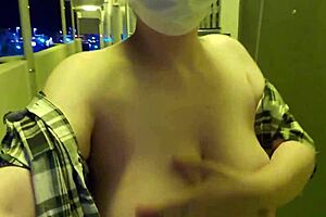 this milf is masturbating outdoors with big tits 😍