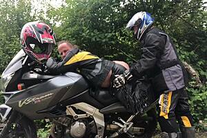 Gay biker takes extreme anal fisting
