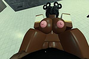 Having sex with a beautiful black nun in a Roblox game