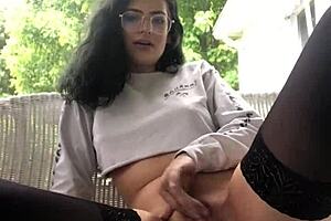 amateur teen 18+ beauty masturbates with butt plug and cums with big dildo in pussy and ass!