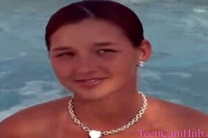 Teen Model Teases with Big Tits in Bikini by Pool