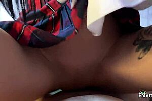 School dress whore bends over for sugardaddy’s massive cock in a shocking anal ride.