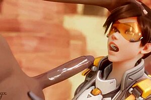 Fan-made video of Tracer sucking and fucking a black cock in Overwatch 2