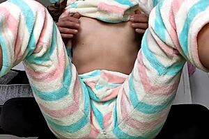 Damn! Asian Stepdad Teases Skinny Teen 18+ in Pajamas, Hard Pussy Play!