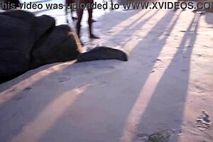 Young Brazilian gets double penetration at wild beach party