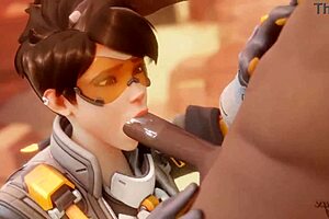 Tracer pays the bet with explosive blowjob! Cumshot from Bewyx and Cinderdryadva.