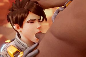 Tracer pays the bet with explosive blowjob! Cumshot from Bewyx and Cinderdryadva.
