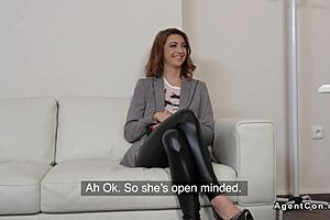 small tits redhead cuttie participates in casting session with agent