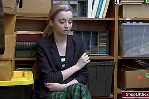 Shoplifter Gets Shaved Pussy Banged By Group