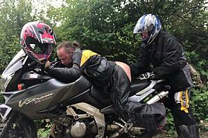 Gay biker takes extreme anal fisting