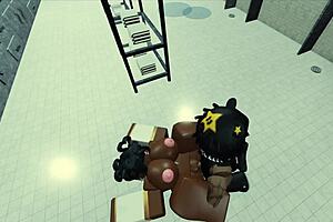 Having sex with a beautiful black nun in a Roblox game