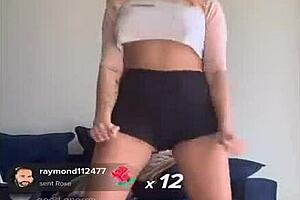 bouncing blonde titties during a sexy workout in shorts