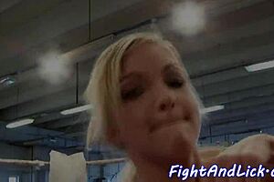 Close up of an amateur cunnilingus and catfight scene