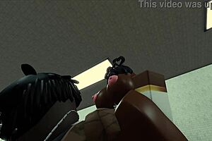 Having sex with a beautiful black nun in a Roblox game
