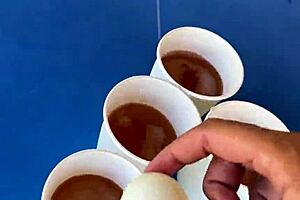 Strip game beer pong with big tits babe!