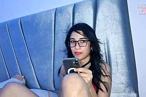 Carahoney enjoys pussy licking during video editing.