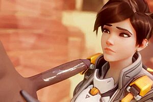 Tracer pays the bet with explosive blowjob! Cumshot from Bewyx and Cinderdryadva.