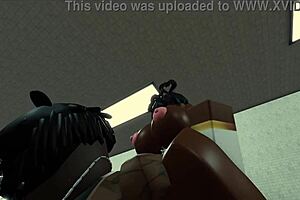 Having sex with a beautiful black nun in a Roblox game