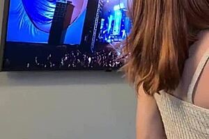 Big cock penetrates red hair close up
