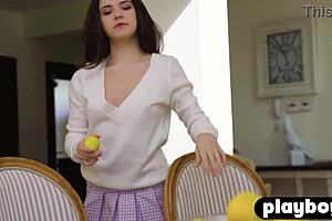 Hot brunette teen Hayli Sanders in solo striptease action