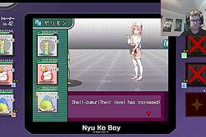 Bent over nurse joy clone in pokemon parody game