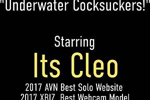 Bikini babes Cleo and Annie go deepthroat in pool