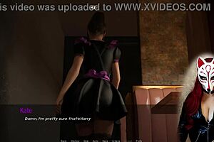 redhead milf in maid cosplay stockings