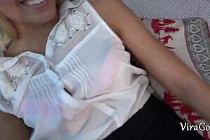Teen stepsis gets her first blowjob from an old man