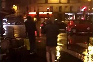 On the second day in Paris, boldly flashing my panties and teasing with a big black cock.