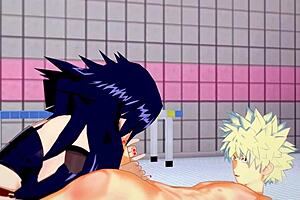 Bakugou Katsuki teases Namuri Kayama in sissy creampie blowjob