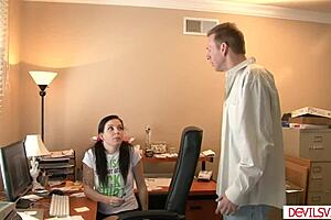 Petite Brunette Teen Babysitter In Lingerie Gets Assfucked By Boss After Watching Anal Porn.