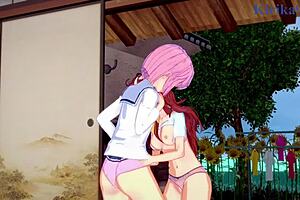 Intense lesbian scenes with big tits in cartoon