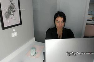 I’m your sexy big boobs secretary giving a hot handjob to my boss