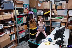 russian slender teen 18+ caught shoplifting and punished at the office shop