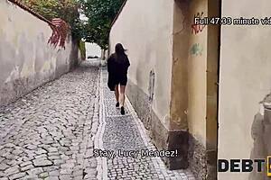 watch this hairless brunette bunny get her shaved pussy fucked in debt4k pov!